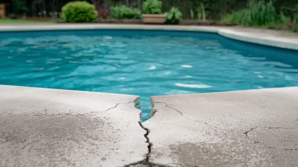 Low water pool deck cracks