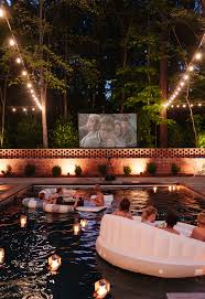 poolside movie setup florida