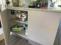 ocked pool chemicals cabinet