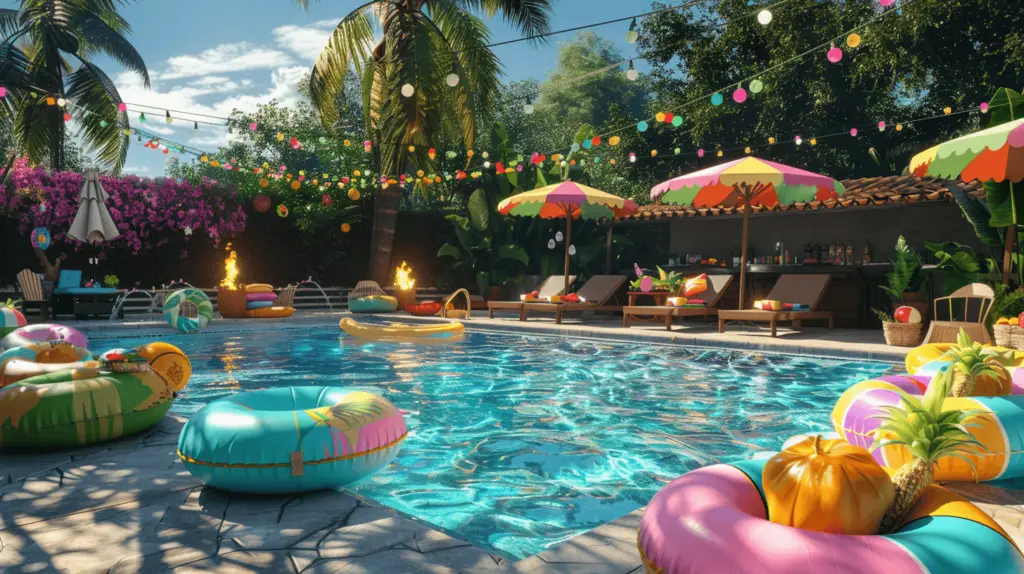 kids pool party setup