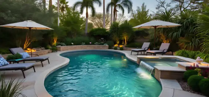 palm trees algae pool