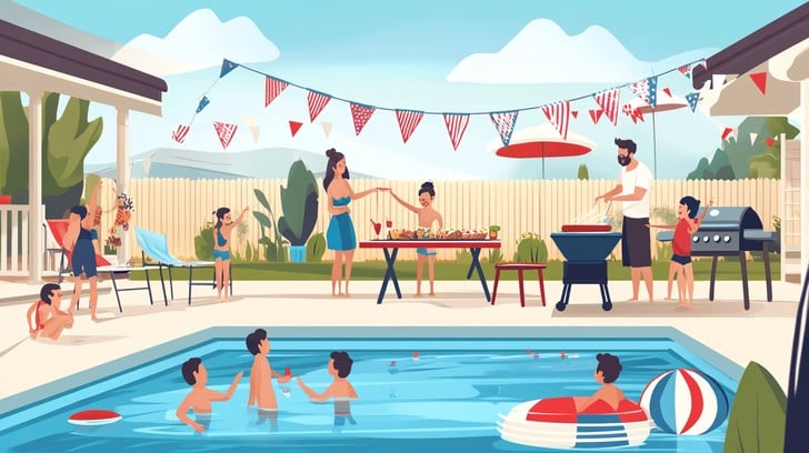 summer-pool-party-stockcake - FloridaDetail.Com Holiday pool party in Florida.