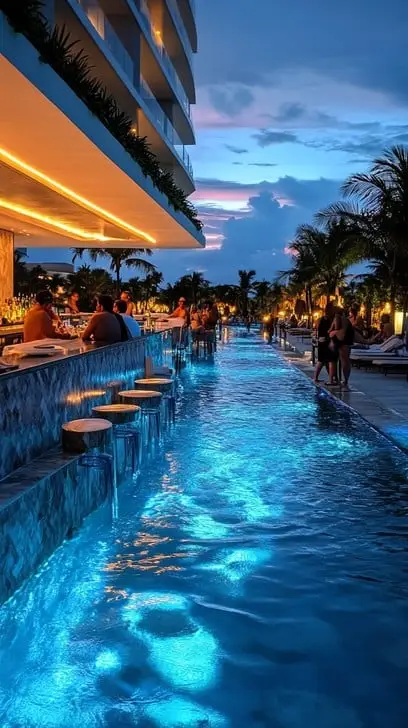 Pool deck LED lights - FloridaDetail.Com Pool deck LED lights at night