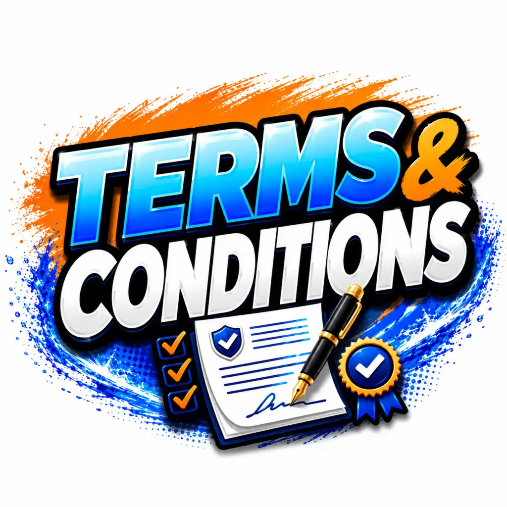 5C952DFD-3D13-4EED-874B-3E8C84993923 - FloridaDetail.Com - FloridaDetail.Com Colorful graphic reading 'TERMS & CONDITIONS' with a checklist, pen, and badge.
