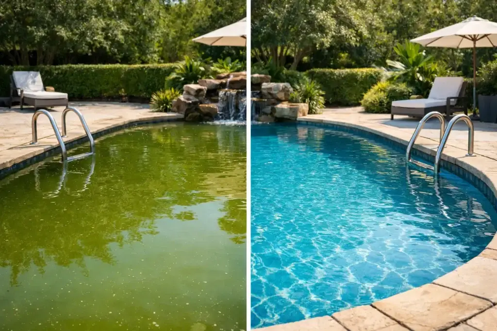 Before After Green Pool Restoration Results